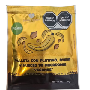 Galleta vegana con platano, avena y nueces de macadamia 70g