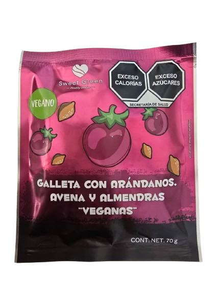 Galleta vegana con arandanos, avena y almendras 70g